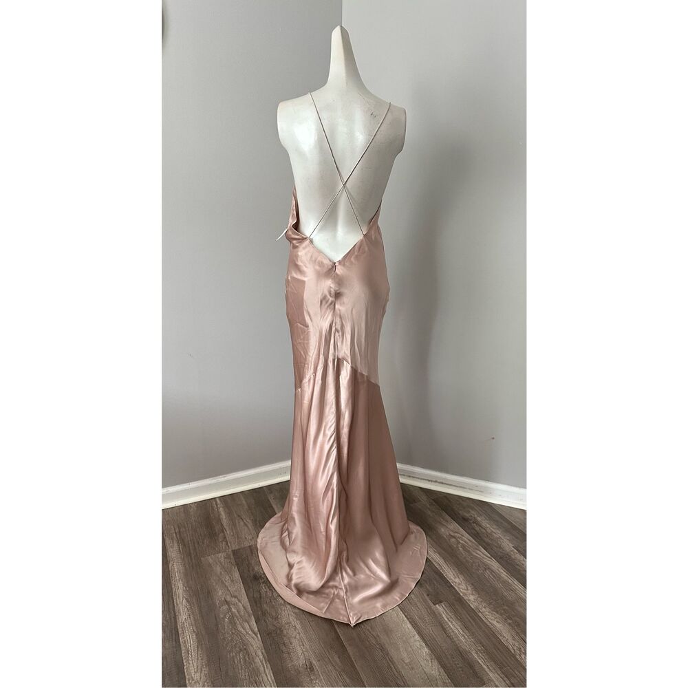 NWT MICHAEL LO SORDO Silk-satin gown PINK UK 14 / US 10 $740 - Picture 11 of 14